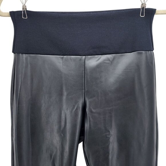 Spanx Assets Womens Medium Faux Leather Leggings Black High Waisted Pants - Picture 3 of 8
